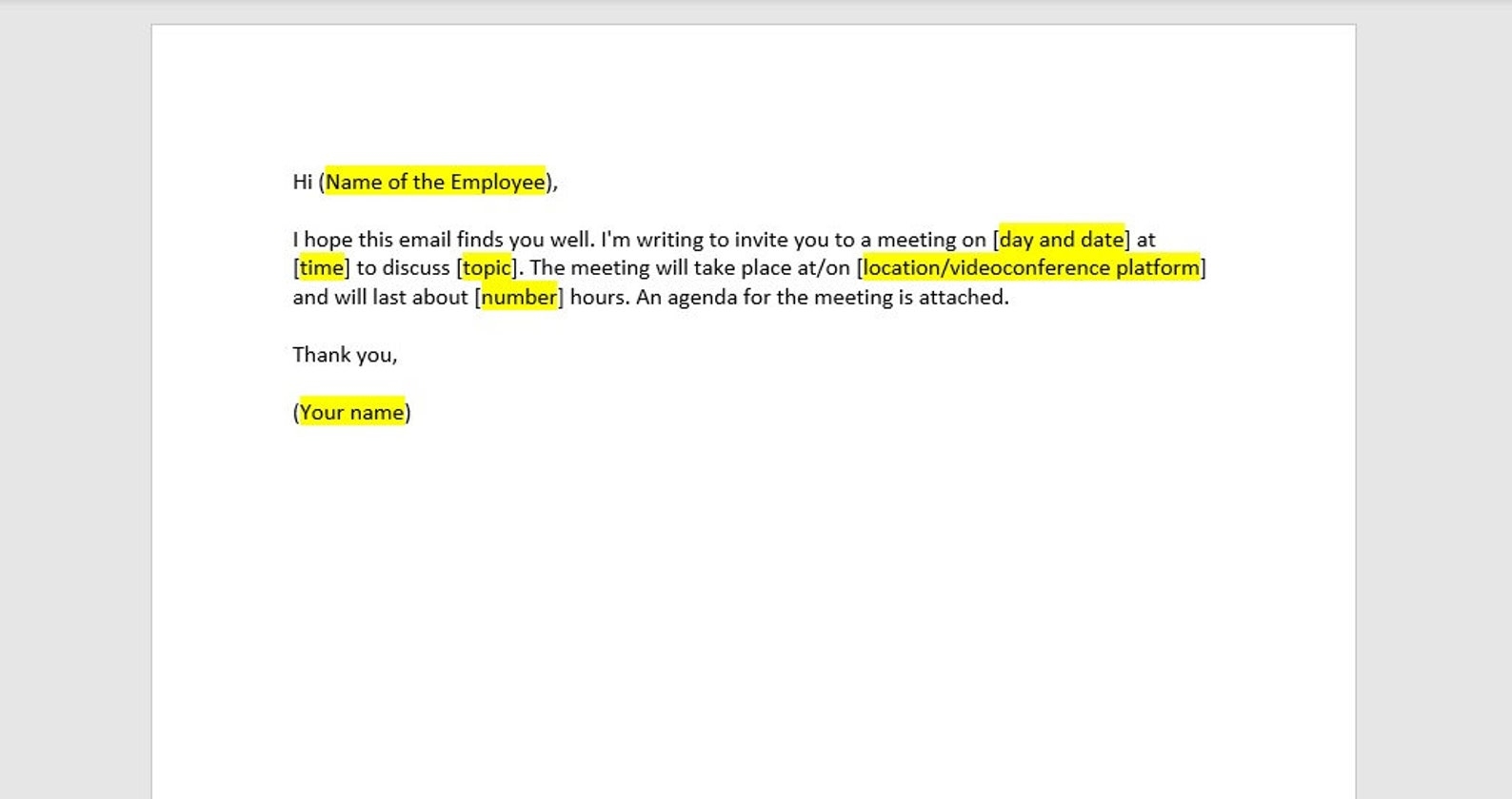 email invite template