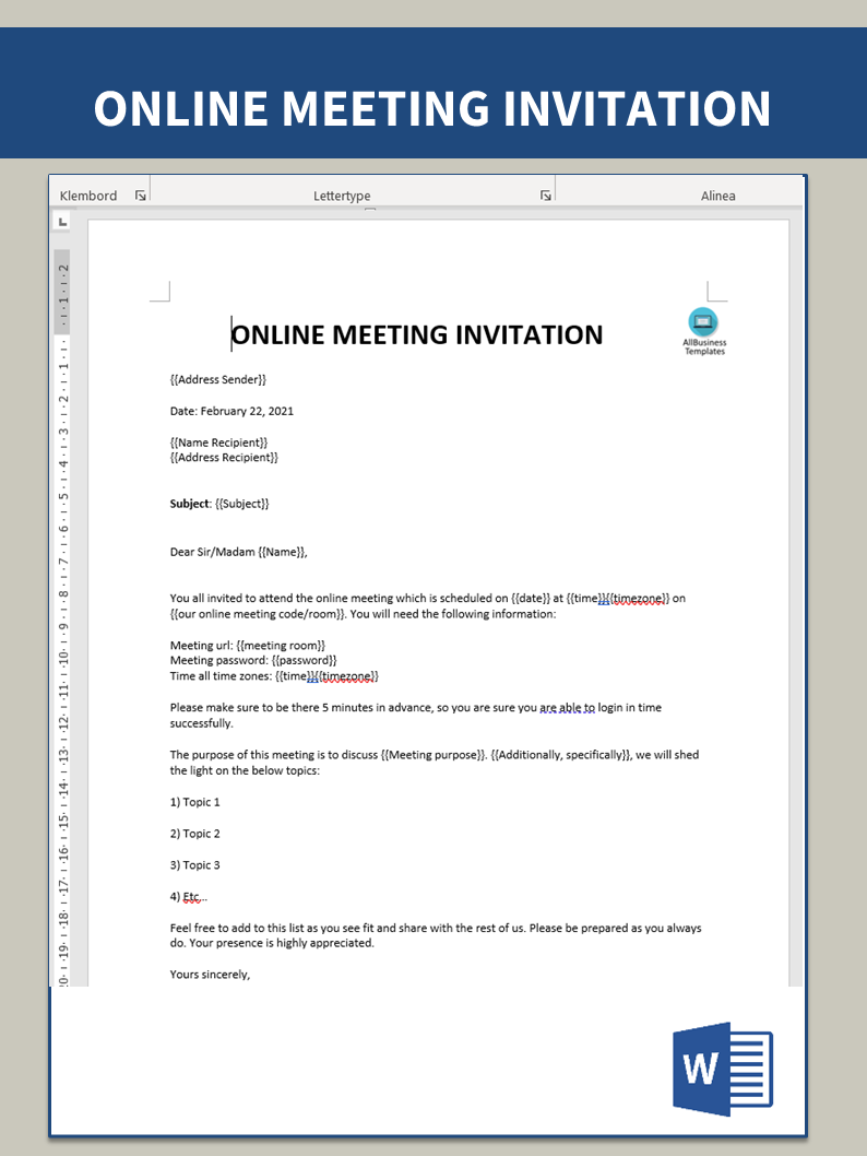 Email Template For Meeting Invitation Sarseh