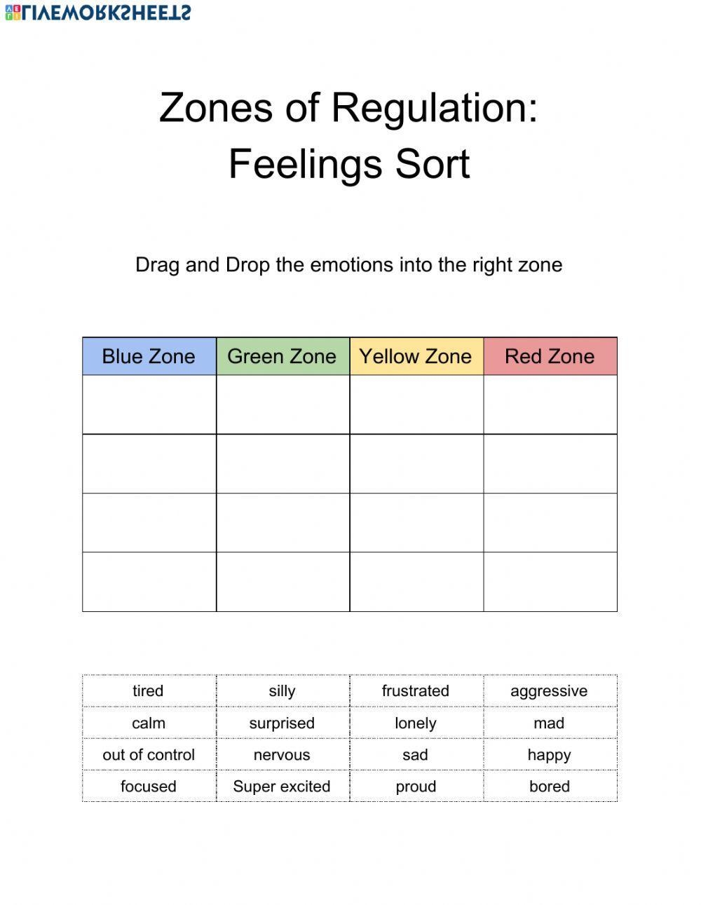 emotional regulation worksheet