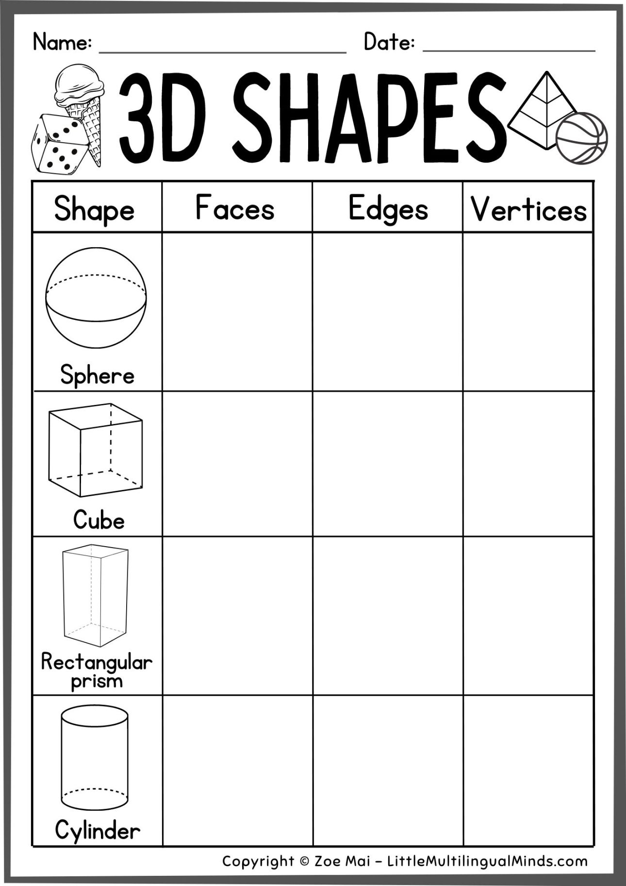 Engaging 3D Shapes Worksheets For Fun Learning