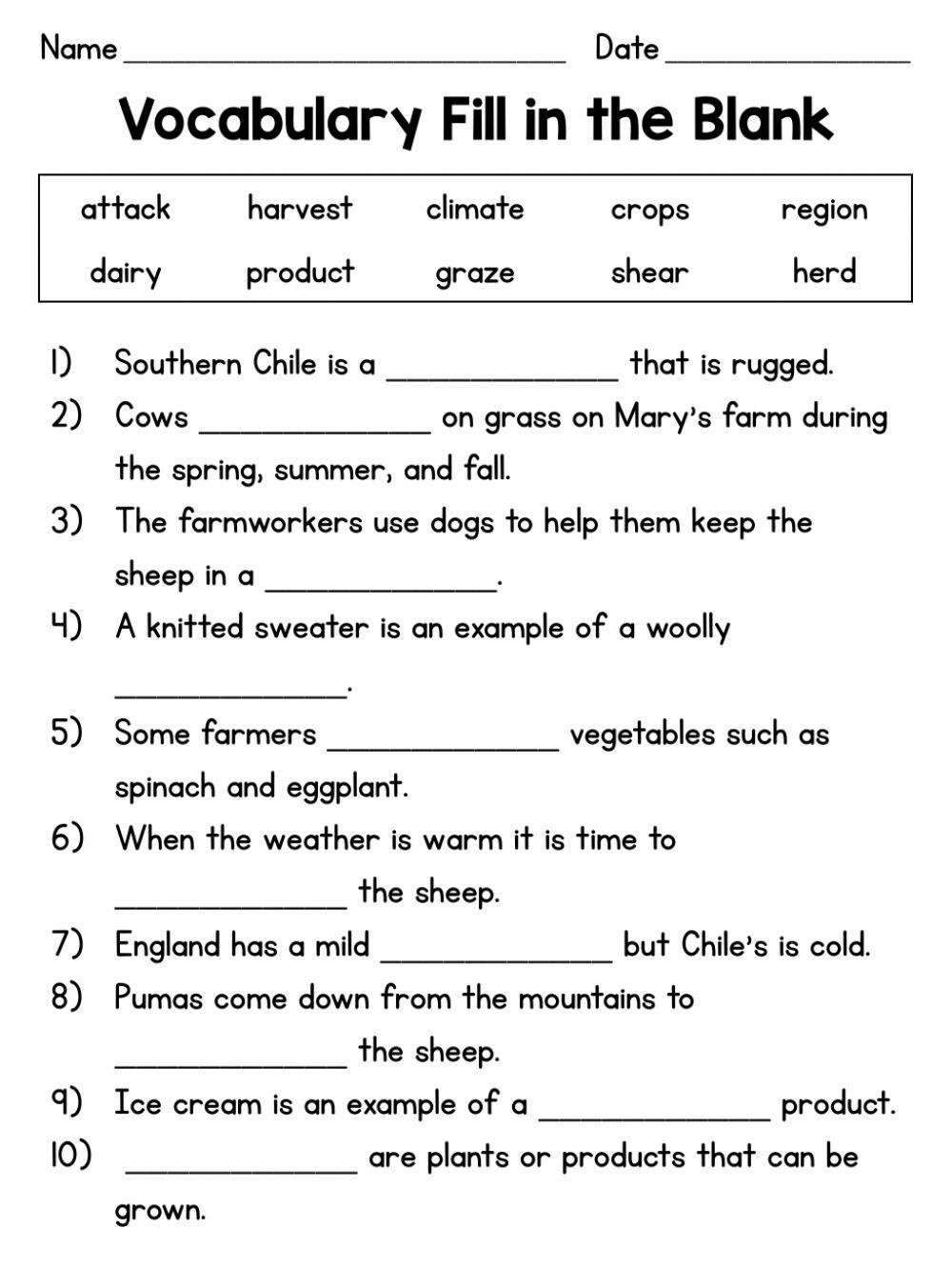 Engaging Fill In The Blank Worksheets For Interactive Learning