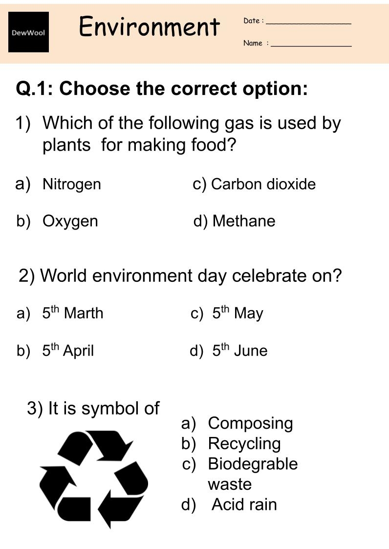 Environment Worksheet DewWool