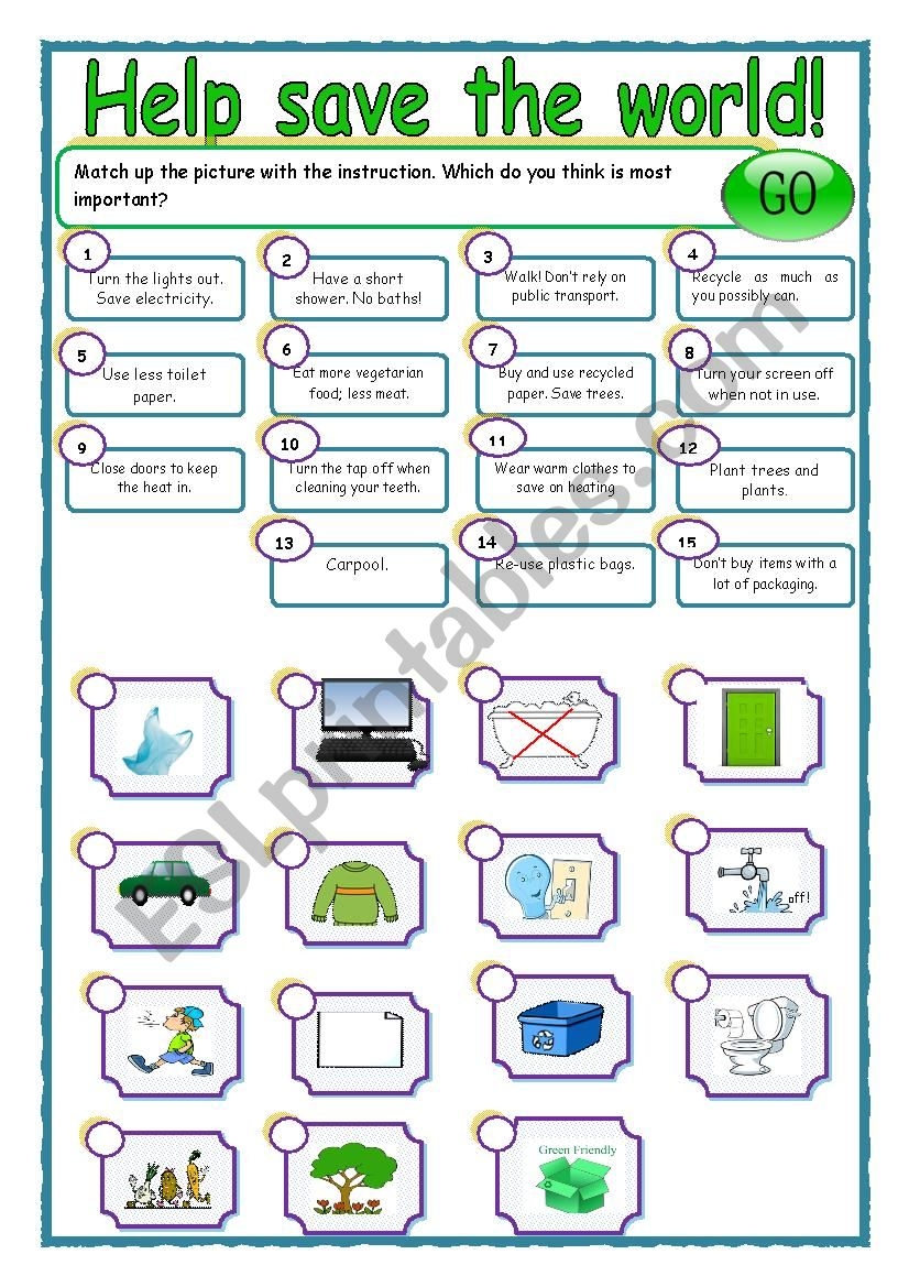 printable worksheet on environment for grade 3