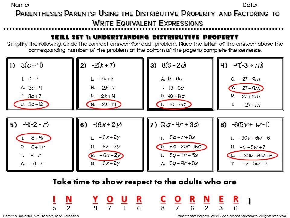 Equivalent Expressions Worksheet Answers Thekidsworksheet