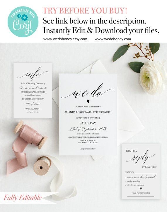 etsy template wedding invitation