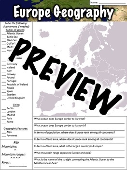 capitals of europe geography worksheet answer key