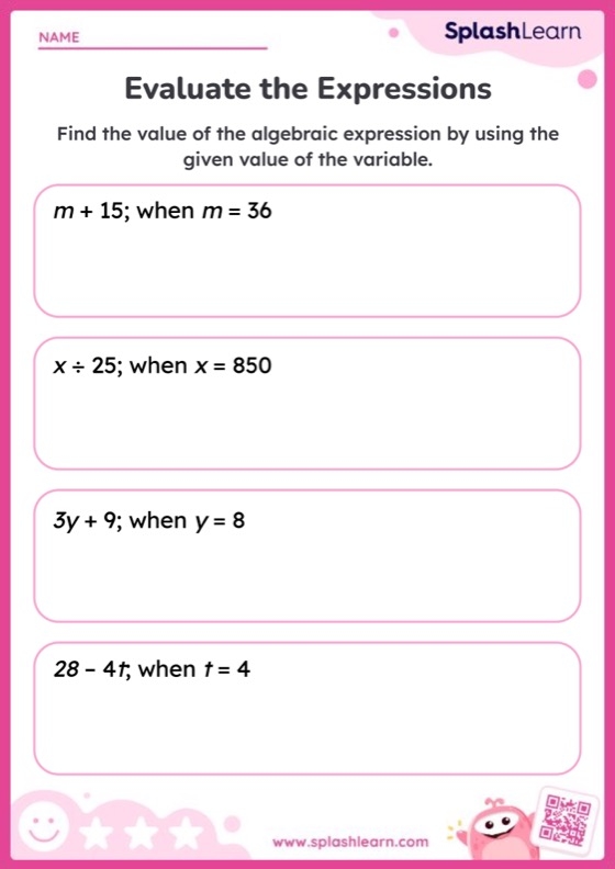 evaluate expressions worksheet