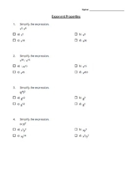 exponent properties worksheet with answers pdf