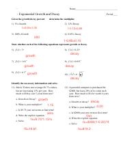 Exponential Growth And Decay In Integrated Algebra Course Hero 