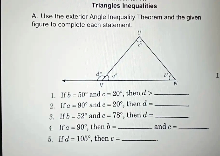 Exterior Angle Inequality Theorem Worksheets Library