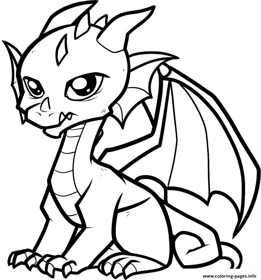 Fabulous Cute Dragon Coloring Page Printable