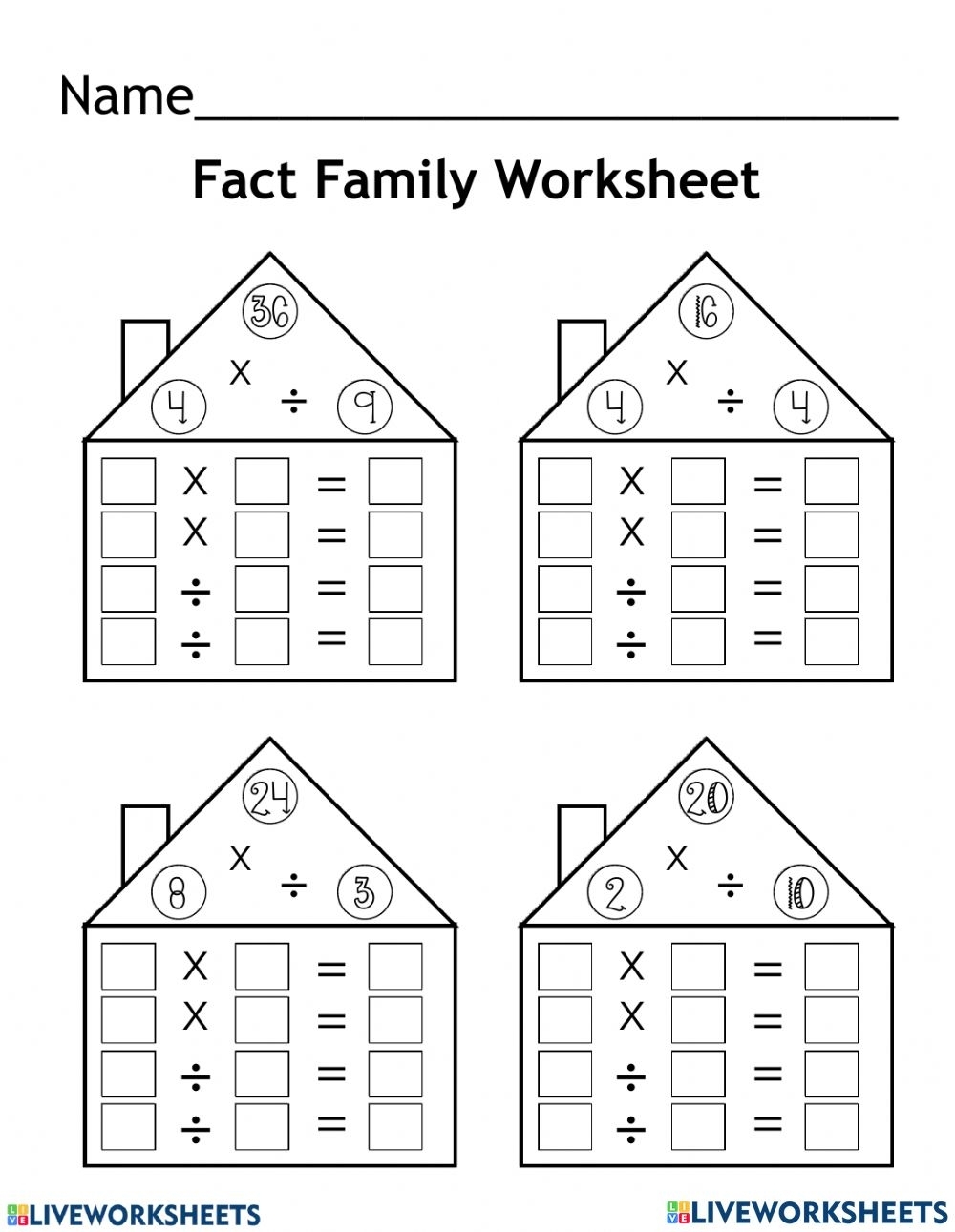 multiplication fact worksheets