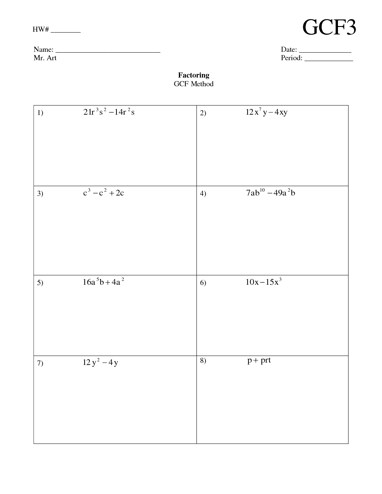 Factoring By Grouping Quadratics Worksheet FactorWorksheets