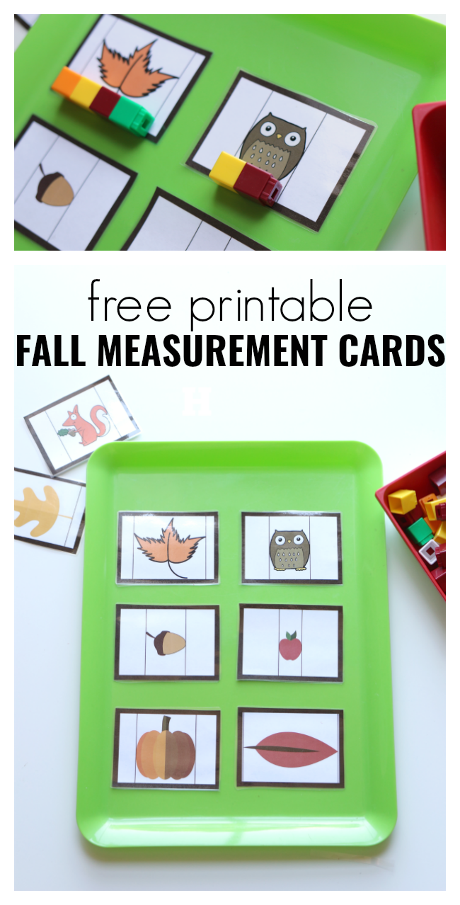 Fall Math Centers Activity Free Printable Measuring Cards