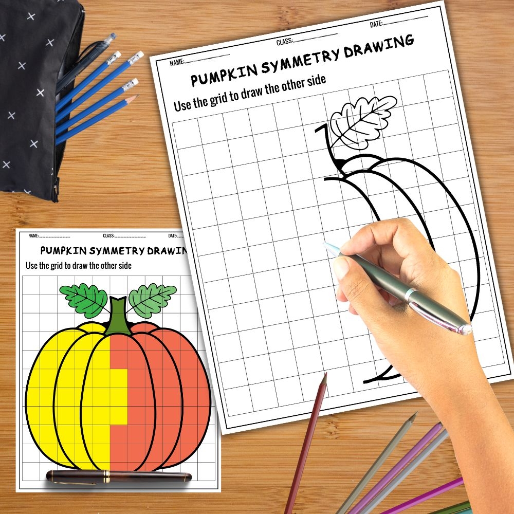 Fall Symmetry Drawing Activity Fall Activity Worksheets 2 Levels 