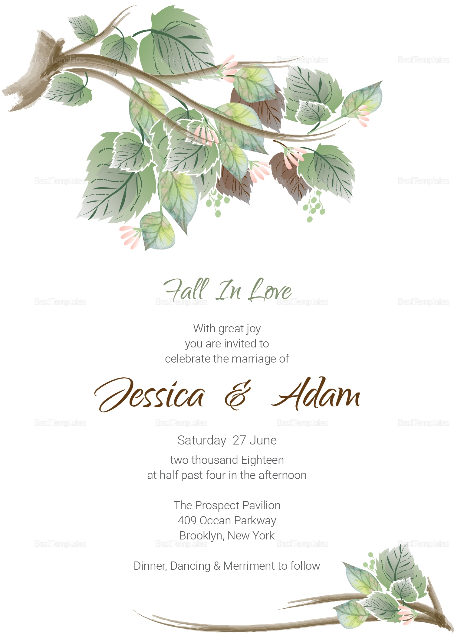 Fall Wedding Invitation Card Template In PSD Word Publisher