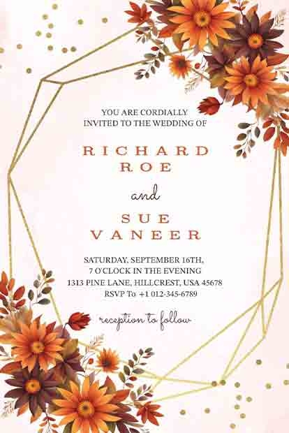 fall wedding invitation templates
