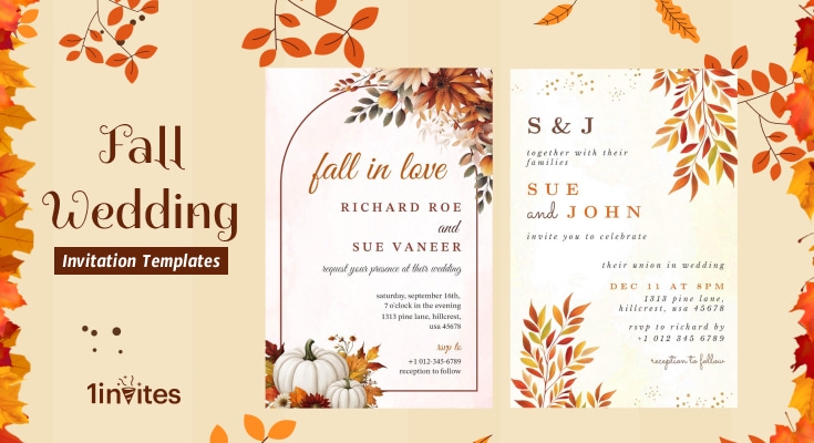 Fall Wedding Invitation Templates Free Customizable