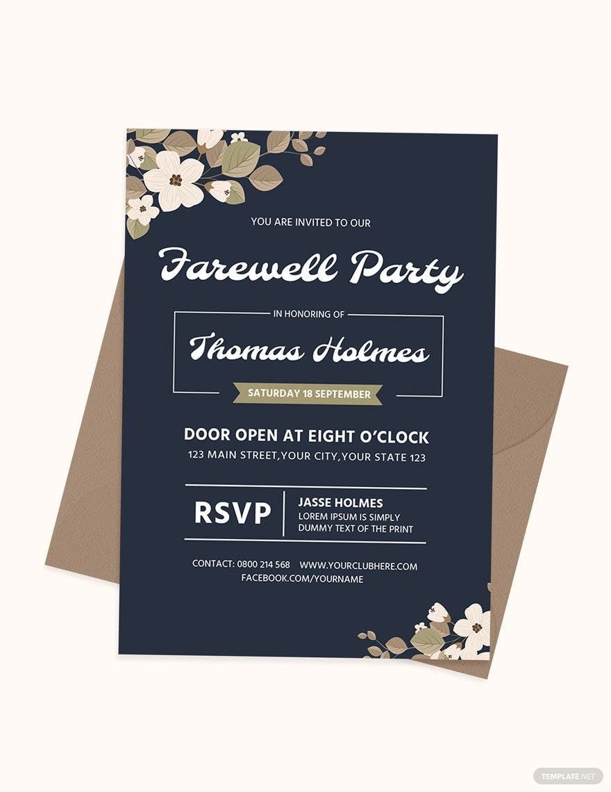 Farewell Party Invitation Template In Word Illustrator Publisher PSD 