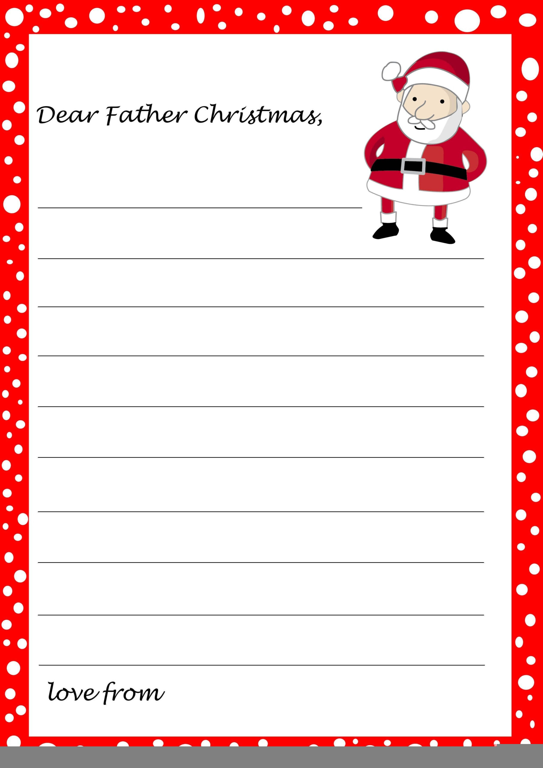Father Christmas Letter Template Printable FREE Printable A Z
