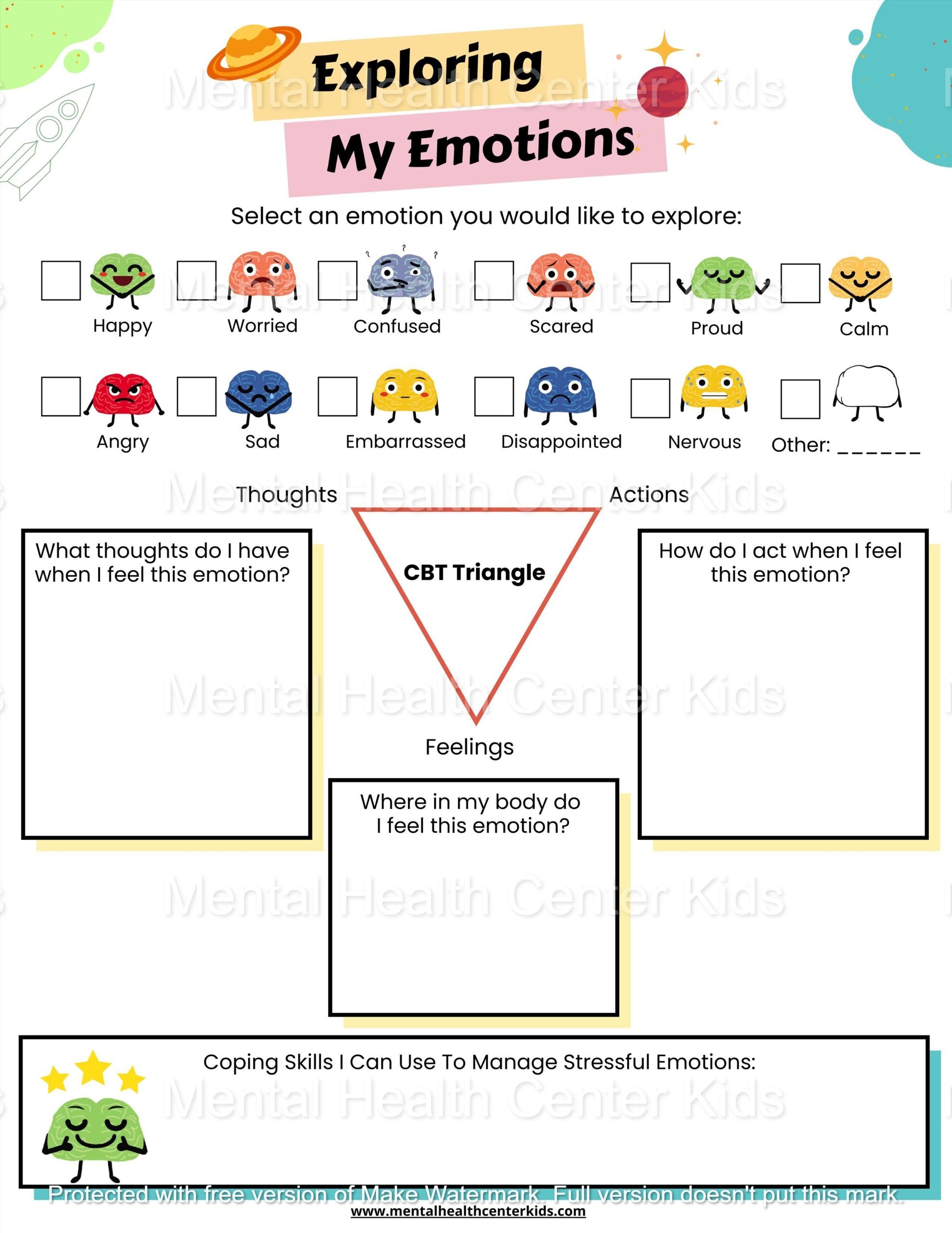 Feelings And Emotions Worksheets PDF Mental Health Center Kids