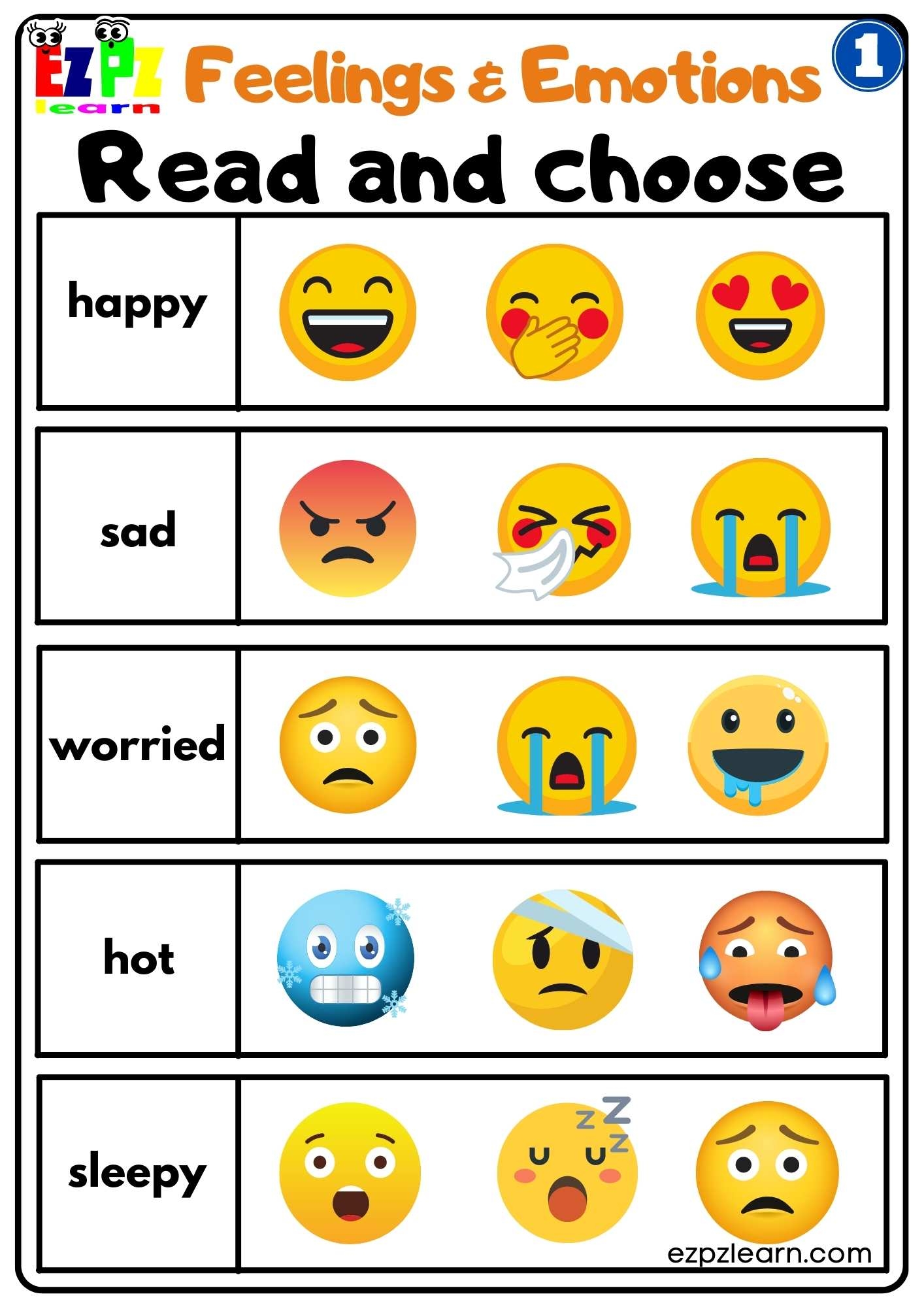 Feelings Ezpzlearn Worksheets Library
