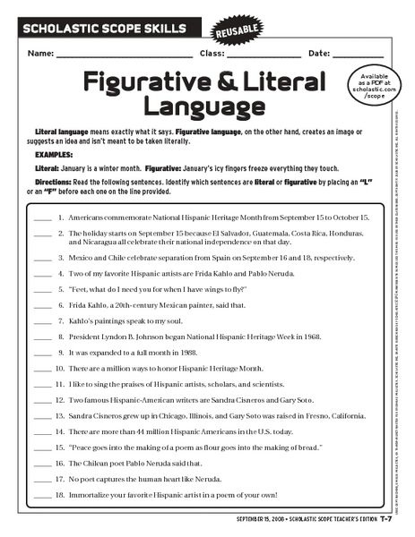 Figurative Language Worksheets 9th Grade Language Worksheets