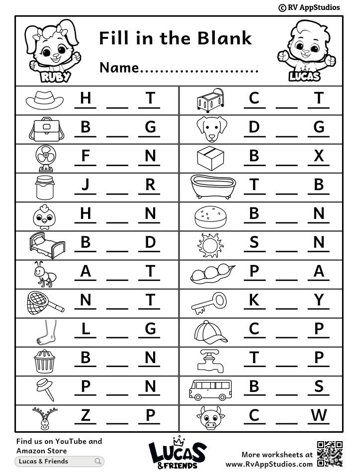 Fill In The Blank Words Worksheets Free Printable Worksheets For 