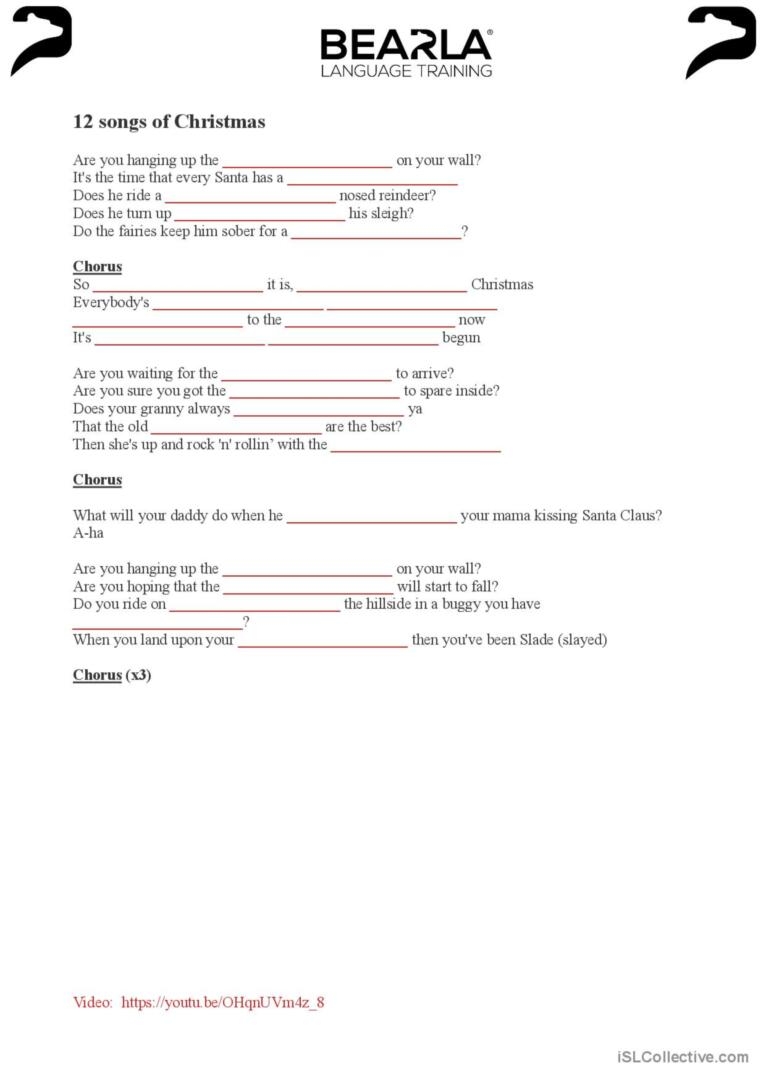 xmas worksheet