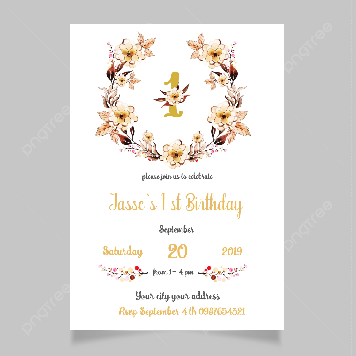 First Birthday Invitation Card Template Sarseh
