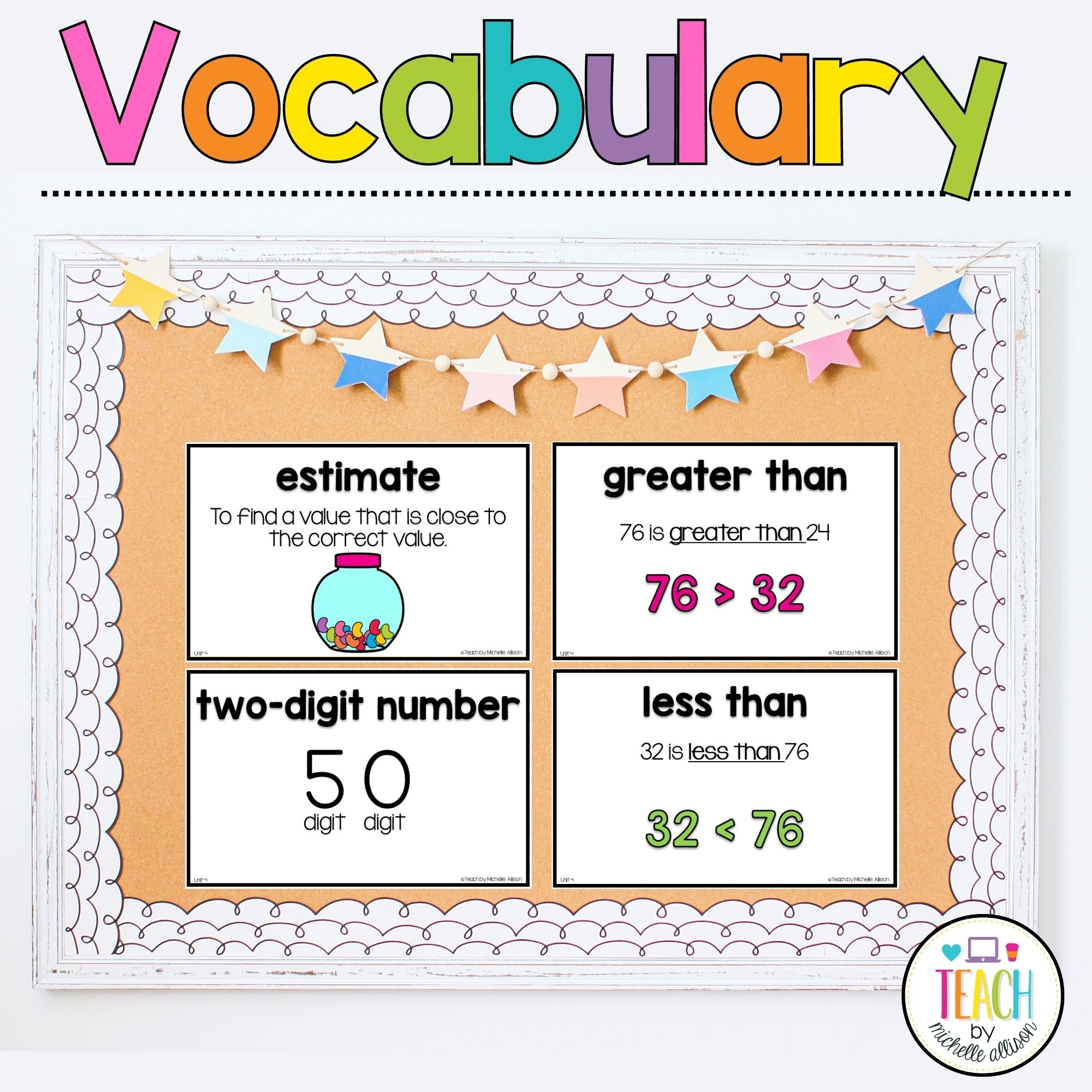 First Grade Math Vocabulary Cards Illustrative Math Teach By 