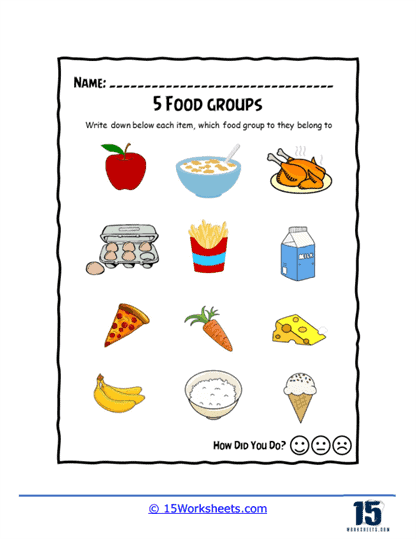 Food Categories Activity Sorting Printable Worksheets Kidpid