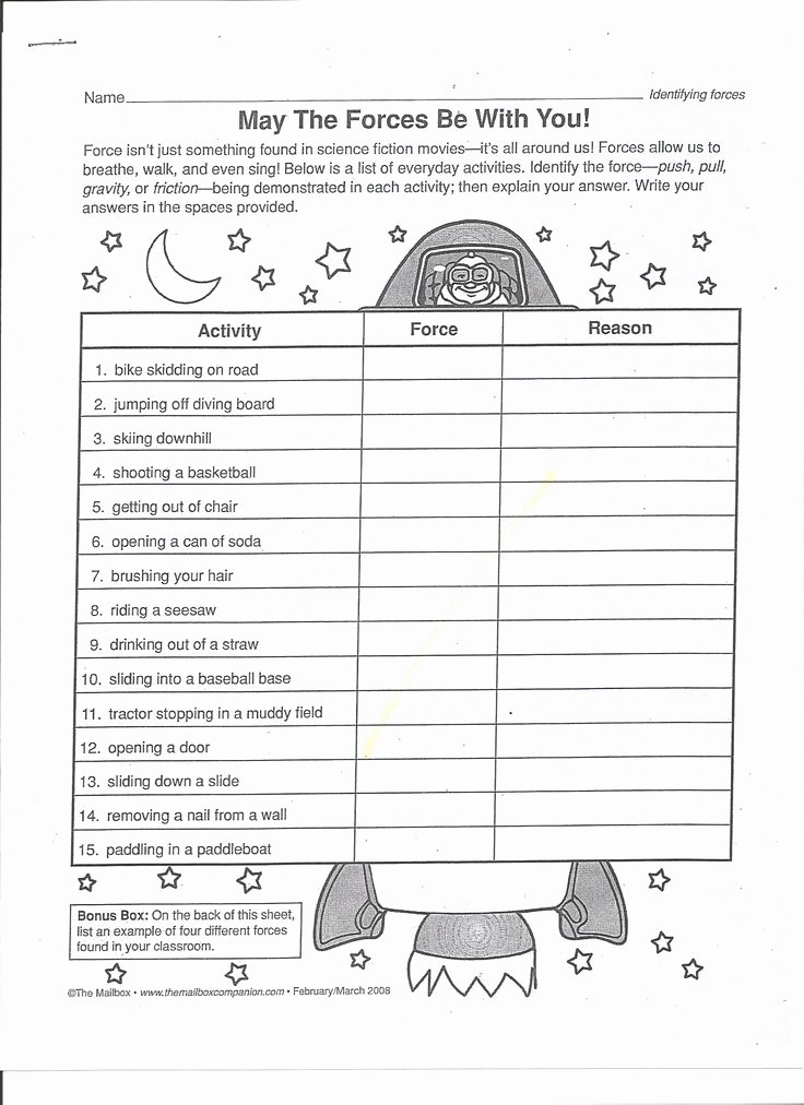Force And Motion Printable Worksheets Elegant Force And Motion 