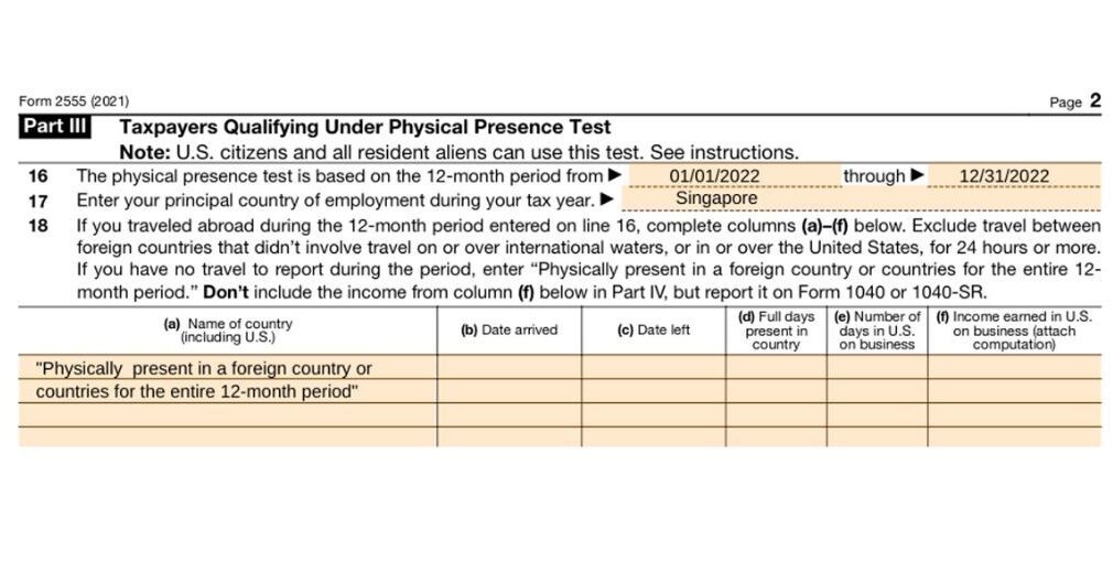 Form 2555 And FEIE Guidelines Expat Tax Online Worksheets Library