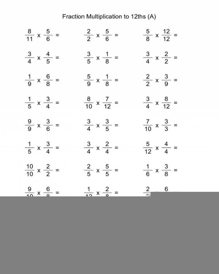 Fraction Multiplications 6Th Grade Math Worksheets K5 Math