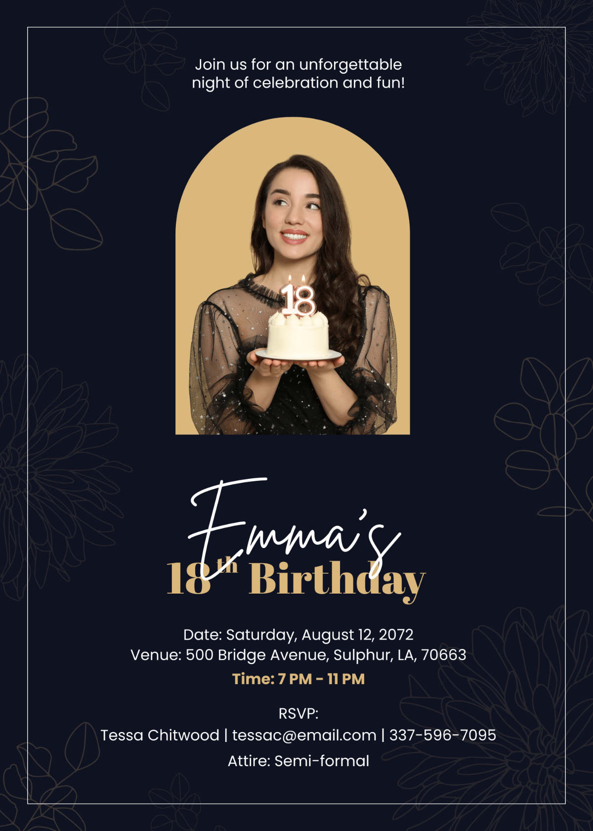Free 18th Birthday Invitation With Photo Template To Edit Online