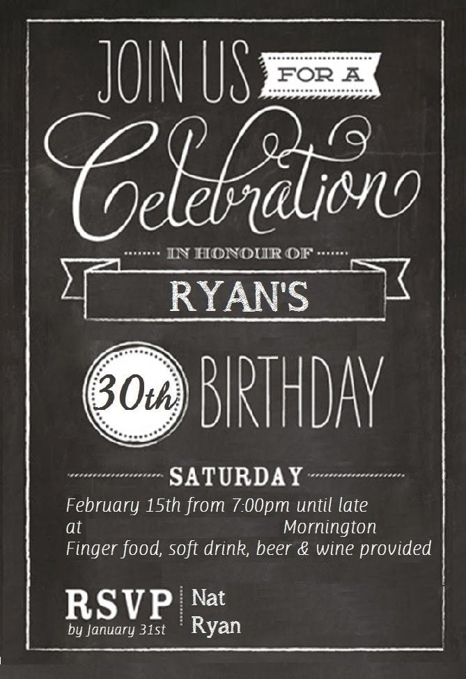 Free 30th Party Invitation Templates
