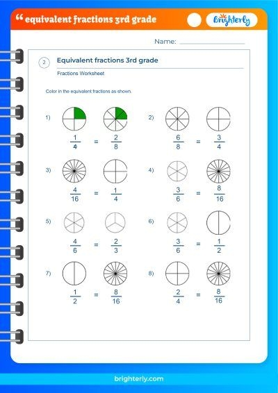 FREE 3rd Grade Equivalent Fractions Worksheets PDFs Brighterly