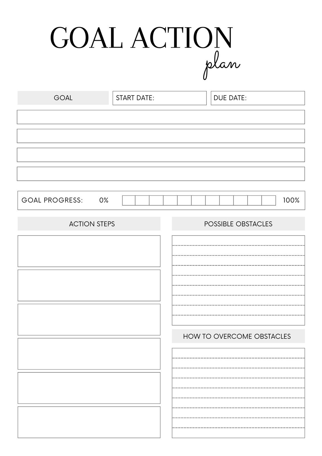 Free And Customizable Goals Templates Worksheets Library