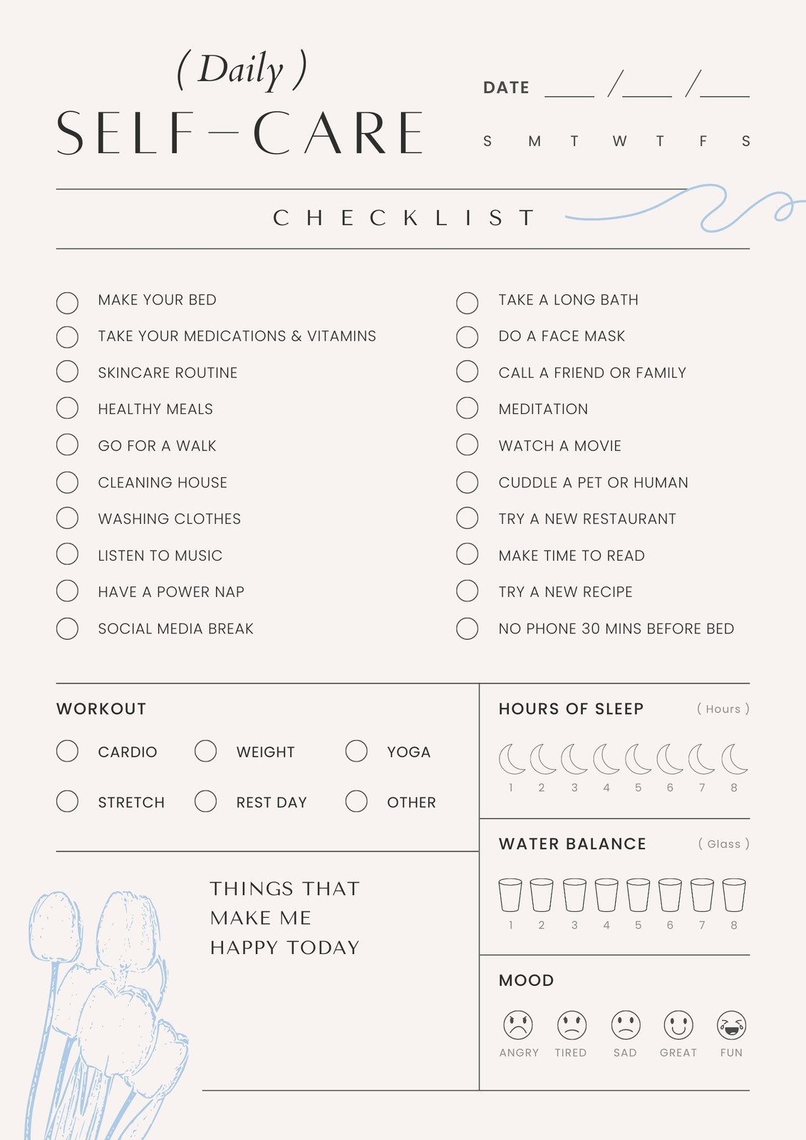 Free And Customizable Self Care Templates Worksheets Library