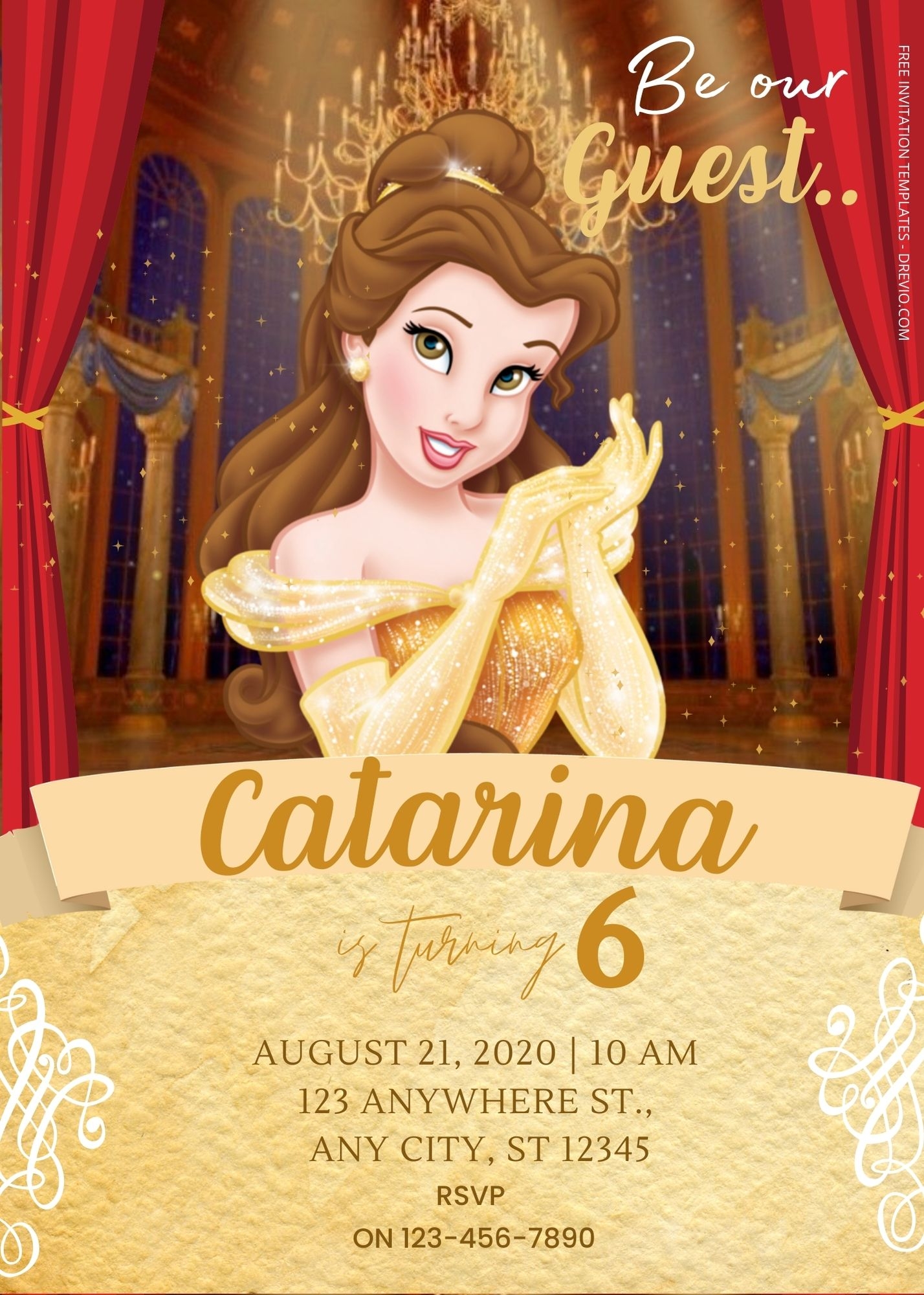 FREE Beauty The Beast Birthday Invitation Templates Nine Download