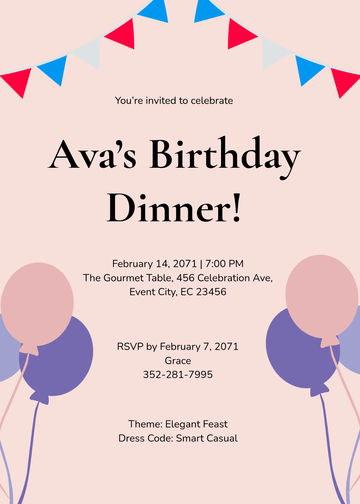 Free Birthday Dinner Invitation Template To Edit Online