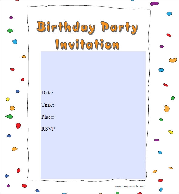 birthday party invitation templates free