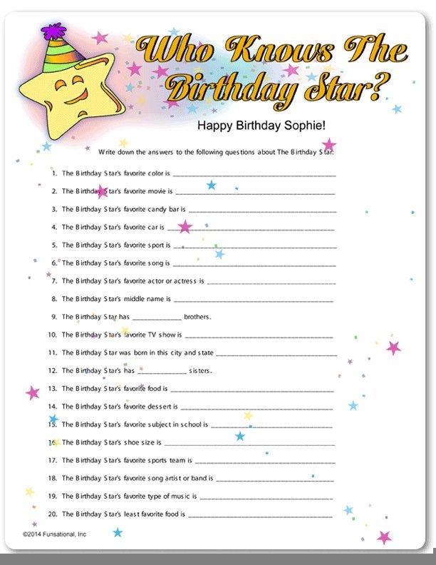 Free Birthday Party Printable Games Printable Party