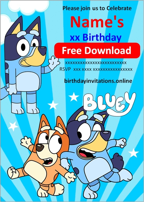  FREE BLUEY Birthday Invitations Template Online