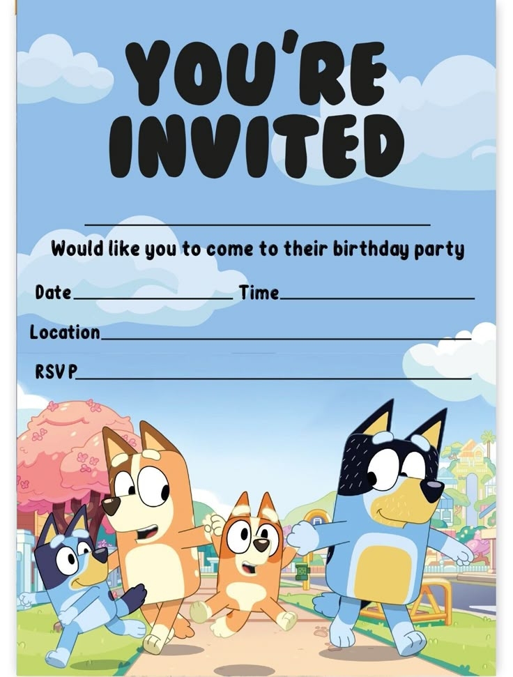 Free Bluey Invitation Templates Educational Printable Activities