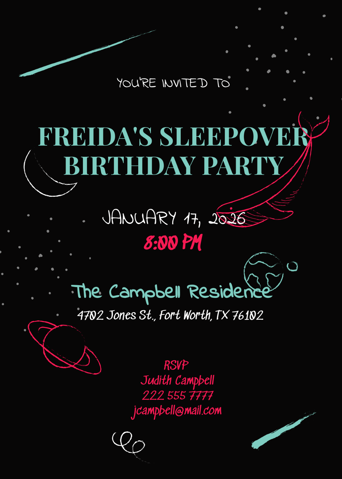 Free Chalkboard Sleepover Invitation Template Edit Online Download 