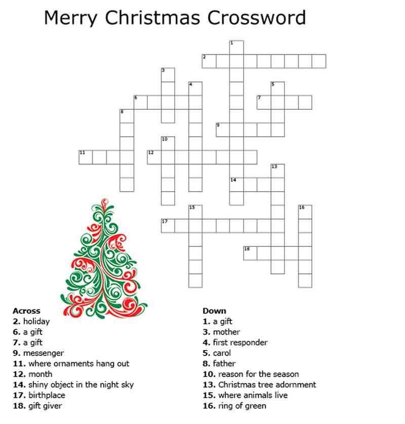christmas printable crossword puzzles