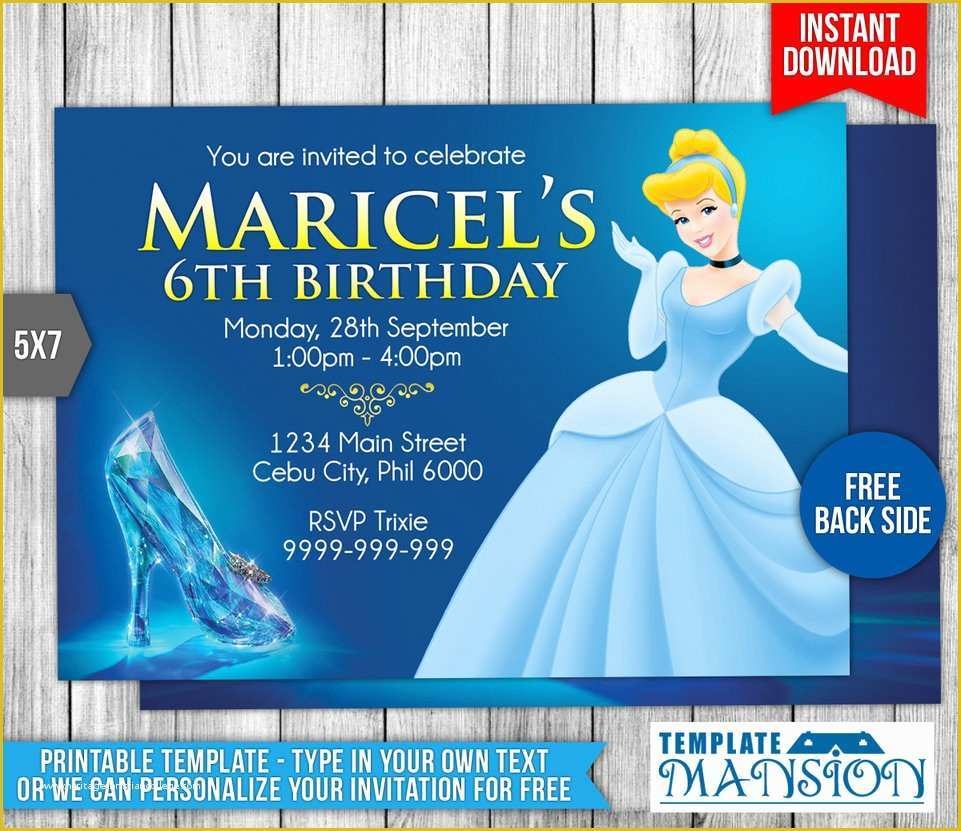 Free Cinderella Birthday Invitation Template Of Disney Invitation 