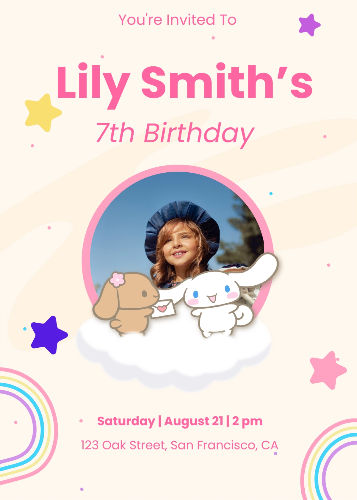 cinnamoroll invitation template free